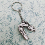 Dinosaur skull keyring, dinosaur lover gifts, bag charm, gothic keyring, gothic gifts, skull keychain, t-rex gifts, tyrannosaurus keyring,