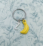 Banana keyring, banana keychain, personalised keyring, fruit keyring, fruit lover, banana lover, initial keyring, food keyring, foodie gifts