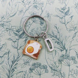 Egg on toast keyring, kawaii keyring, bag charm, personalised keyring, foodie gifts, custom keychain, breakfast keychain, novelty keychain,