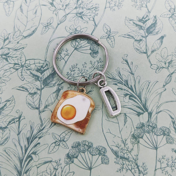 Egg on toast keyring, kawaii keyring, bag charm, personalised keyring, foodie gifts, custom keychain, breakfast keychain, novelty keychain,