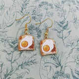 Egg on toast earrings, foodie earrings, foodie jewellery, food lovers, novelty earrings, novelty jewellery, kawaii earrings, kawaii jewelry,