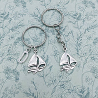 Boat keyring, boat keychain, boat lover gifts, boat gifts, dad gifts, dad keyring, sailor gifts, yacht keyring, sailing boat, initial gifts,