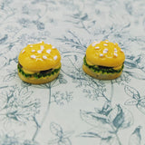 Hamburger earrings, food earrings, stud earrings, hamburger lover, novelty earrings, novelty jewellery, secret santa, foodie, food jewellery