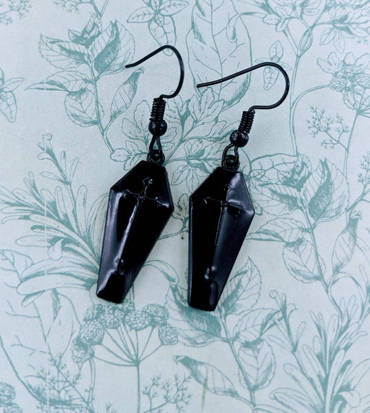 Coffin earrings, coffin jewellery, Halloween earrings, Halloween jewelry, gothic earrings, gothic jewellery, goth earrings, bff gifts,