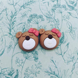 Bear earrings, bear jewellery, stud earrings, cute earrings, cute jewellery, animal earrings, novelty earrings, kawaii earrings, bff gifts,