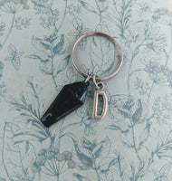 Coffin keyring, gothic keychain, gothic gifts, gothic keyring, Halloween lover gifts, Halloween keyring, bag charm, initial keyring,