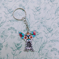 Skeleton dog keychain, day of the dead, skeleton jewelry, skeleton lover gifts, gothic keychain, gothic gifts, gothic themed, bff gifts,