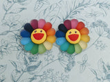 Flower stud earrings, flower jewellery, cute earrings, cute jewellery, flower themed, rainbow themed, girl earrings, bff gifts, friend gifts
