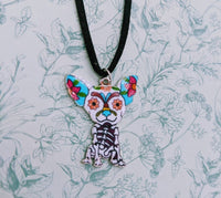 Skeleton dog necklace, gothic necklace, gothic jewellery, gothic gifts, gothic themed, skeleton jewelry, day of the dead, emo themed,