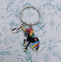 Unicorn keyring, unicorn inspired, unicorn themed, unicorn lover gifts, personalised keychain, fantasy jewelry, teen gifts, initial gifts,