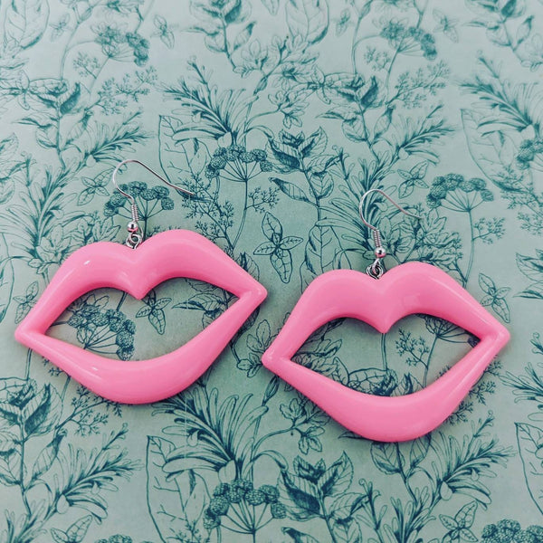 Lips earrings, big statement earrings, girl earrings, girl jewelry, pink earrings, birthday gifts, retro earrings, retro jewelry, bff gifts,