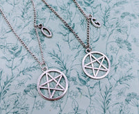 Pentagram necklace, pentagram jewellery, set of two necklaces, bestfriend gifts, bestfriend jewelry, witch necklace, witch jewellery,