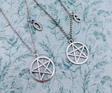 Pentagram necklace, pentagram jewellery, set of two necklaces, bestfriend gifts, bestfriend jewelry, witch necklace, witch jewellery,