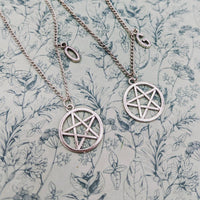 Pentagram necklace, pentagram jewellery, set of two necklaces, bestfriend gifts, bestfriend jewelry, witch necklace, witch jewellery,