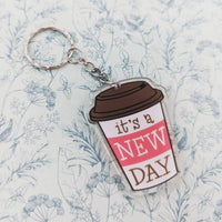 Coffee keychain, coffee lover gifts, coffee themed, coffee inspired, tea lover gifts, positivity, positive keychain, statement keychain,