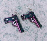Gun earrings, statement earrings, statement jewelry, gun jewelry, big earrings, weapon jewelry, weapon earrings, kawaii jewelry, bff gifts
