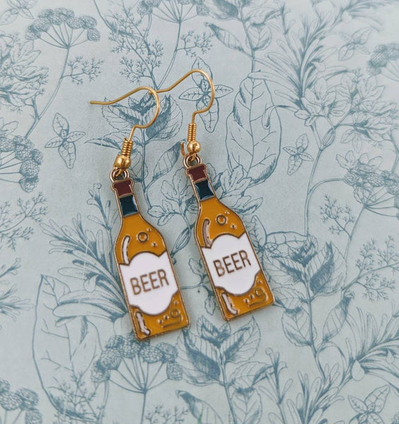 Beer earrings, beer lover gifts, love beer, novelty earrings, beer themed, beer jewellery, beer inspired, crafted beer, landlady gifts,