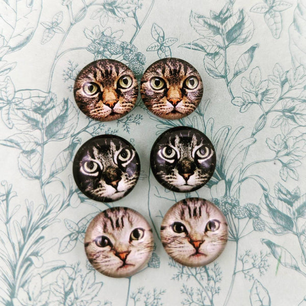 Cat face earrings, stud earrings, cat jewellery, crazy cat mom gifts, cat jewellery gifts, cat lovers, women gifts, animal inspired earrings