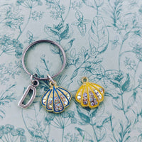 Seashell initial keychain, mermaid keychain, beach inspired gifts, mermaid inspired gifts, key fob, under the sea gifts, ocean fan gifts,