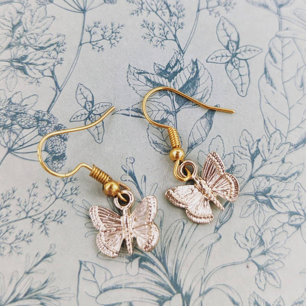 Gold Butterfly earrings, butterfly jewellery, tiny butterfly earrings, butterfly themed, butterfly inspired gifts, insect gifts, bff gifts