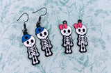 Skeleton earrings, skeleton gift, skeleton themed jewellery, novelty earrings, day of the dead earrings, gothic inspired jewelry, goth gifts