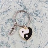 Yin Yang keychain, yin Yang gifts, yin Yang inspired, yin Yang themed, hippie inspired, heart bag charm, friend gifts, friends inspired,