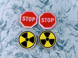 Stop sign earrings, fun earrings, novelty earrings, stud earrings, novelty jewellery, road sign earrings, kawaii jewelry, kitsch jewelry,