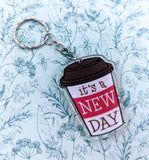 Coffee keychain, coffee lover gifts, coffee themed, coffee inspired, tea lover gifts, positivity, positive keychain, statement keychain,