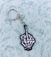 Skeleton keychain, rude keychain, swearing gifts, swearing keychain, gothic gifts, gothic keychain, middle finger keychain, gothic accessory