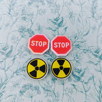 Stop sign earrings, fun earrings, novelty earrings, stud earrings, novelty jewellery, road sign earrings, kawaii jewelry, kitsch jewelry,