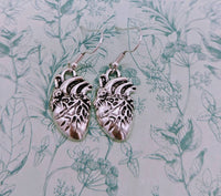 Anatomical heart earrings, doctor gifts, gifts for a surgeon, heart doctor, gothic earrings, anti-valentine gifts, macabre jewelry,