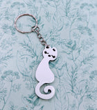 White cat keychain, white cat owner gifts, key accessories, bag accessories, cat lover gifts, cat inspired, kitty cat gifts, cat gift ideas,