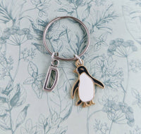 Penguin keychain, bird gift, penguin lover gift, penguin charm, gifts for a bird lover, initial keychain, personalised keyring, animal gifts