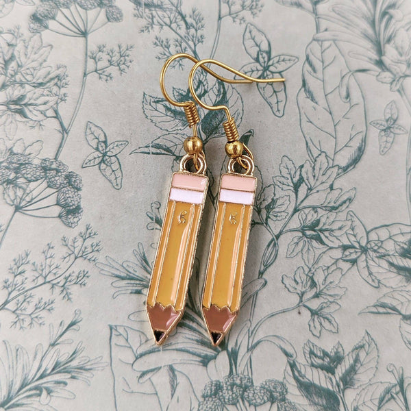 Pencil earrings, teacher earrings, teacher gifts, writer earrings, writer gifts, novelty earrings, artist jewelry,  artist inspired gifts,