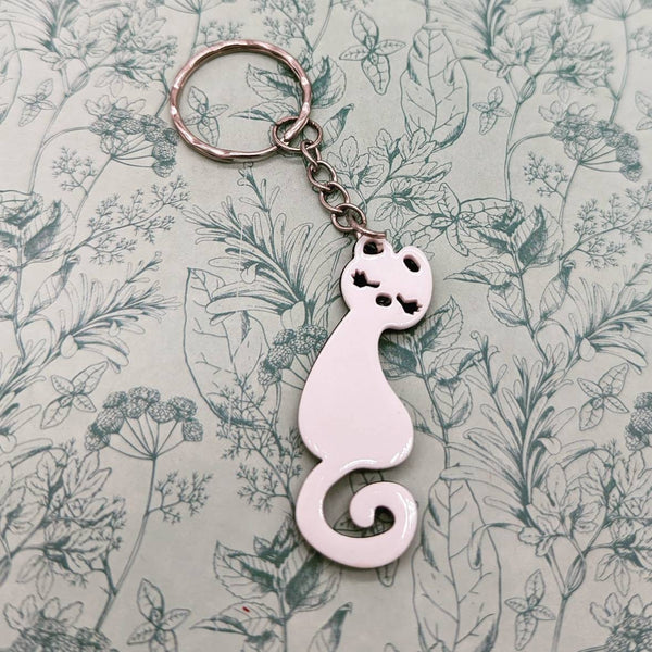 White cat keychain, white cat owner gifts, key accessories, bag accessories, cat lover gifts, cat inspired, kitty cat gifts, cat gift ideas,