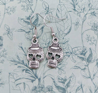 Skull earrings, sugar skull earrings, sugar skull jewelry, Halloween earrings, sugar skull gifts, skeleton inspired gifts, gothic themed,