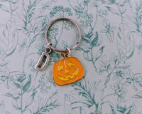 Pumpkin keychain, pumpkin themed, Halloween themed, witch keychain, pumpkin personalised keyring, pumpkin charm gift, vegetable farmer,