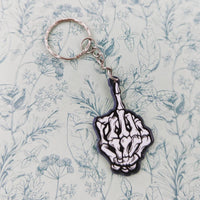 Skeleton keychain, rude keychain, swearing gifts, swearing keychain, gothic gifts, gothic keychain, middle finger keychain, gothic accessory