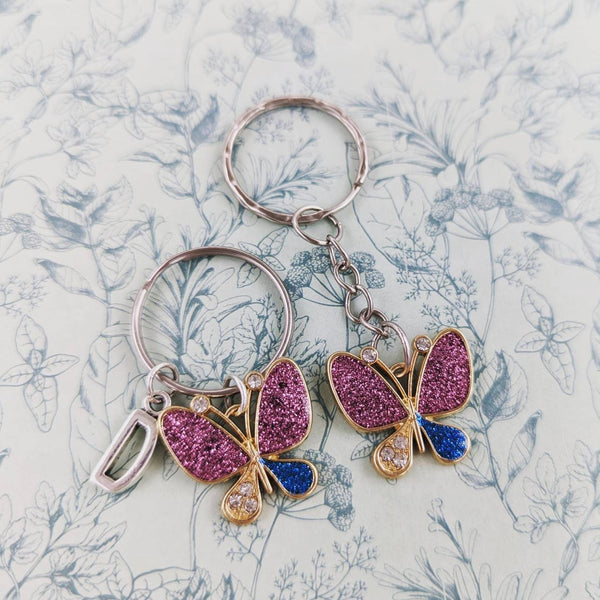 Butterfly Keychain, glitter butterfly Keyring, butterfly gift, butterfly themed, personalised keyring gift, butterfly bag charm, friend gift