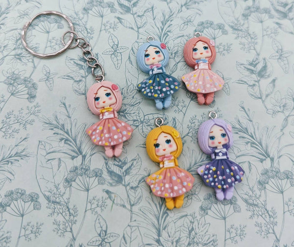 Doll Keychain, girl Keychain, little sister gifts, kids bag accessories, backpack accessories, kids gifts, children gifts, girl gifts,