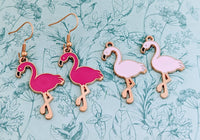 Flamingo earrings, flamingo jewellery, flamingo themed, flamingo lover gifts, flamingo fan, bird earrings, bird lover gifts, zoo keeper gift