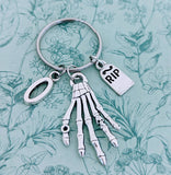 Skeleton keyring, skeleton keychain, gifts for Halloween, anatomy keychain, skeleton hand Keychain, skeleton themed, Halloween themed,