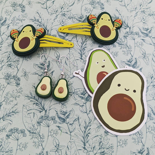 Avocado earrings, avocado jewelry set, avocado lover gifts, avocado themed, avocado inspired, foodie gifts, food lovers, kawaii jewelry,