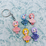 Doll Keychain, girl Keychain, little sister gifts, kids bag accessories, backpack accessories, kids gifts, children gifts, girl gifts,