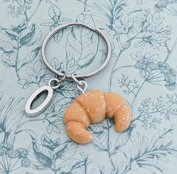 Croissant Keychain, croissant Keyring, croissant themed, foodie gifts, food inspired, food themed, baker gifts, french themed, foodie fan,