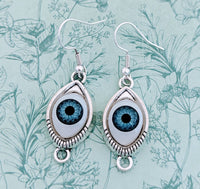 Evil eye earrings, evil eye jewellery, evil eye gifts, evil eye inspired, pagan earrings, pagan gifts, pagan themed, gothic earrings,