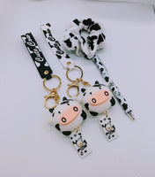 Cow Keyring, cow lover gifts, cow jewelry set, gifts for farmers wife, cow themed, cow inspired, kawaii Keychain, cow fan gift, dairy farmer