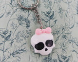 Kawaii skull keychain, skull keyring, kawaii themed, skull inspired gifts, gothic inspired gifts, gifts for skull lovers, goth accessory,