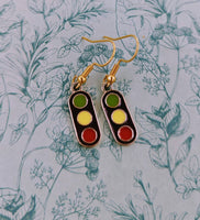 Traffic light earrings, traffic manager gifts, new driver gifts, novelty earrings, gifts for a lollypop lady, gift for passing driving test,