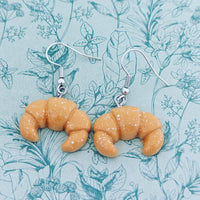 Croissant earrings, cute kawaii earrings, kawaii jewelry, gifts for a baker, baker inspired gifts, foodie gifts, croissant inspired,